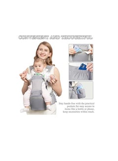 Generic Baby Carrier with Hip Seat for Newborn to Toddler, 6-in-1 Ergonomic Infant Carrier for 0-36 Month Baby, All Positions Soft Breathable Mesh Wrap Carrier with Waist Stool, Baby Holder-Grey  - Image 4