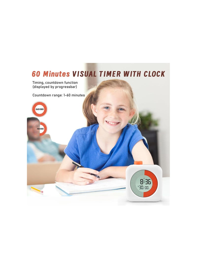 Interactive 60-Minute Visual Timer for Kids  Adults, Easy-to-Read Countdown Clock with Alarm, Time Management Tool for Classroom, Homework, Kitchen  Office, Dual Mode, Snooze Function, Portable - Image 4