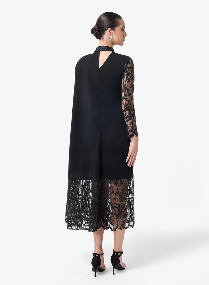 Threadz by Ajooni Lace Cape Detail Midi Dress - Image 2