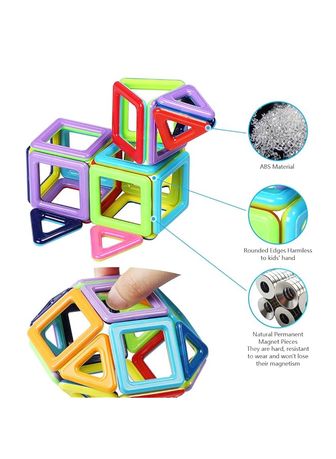 Faylor Magnetic Building Blocks Castle Magnetic Toys Magnet Tiles Gift Magnetics Construction Booklet Learning & Development Kids Games Toys Gift With Portable Bag For Boys Girls (76Pcs) - Image 2