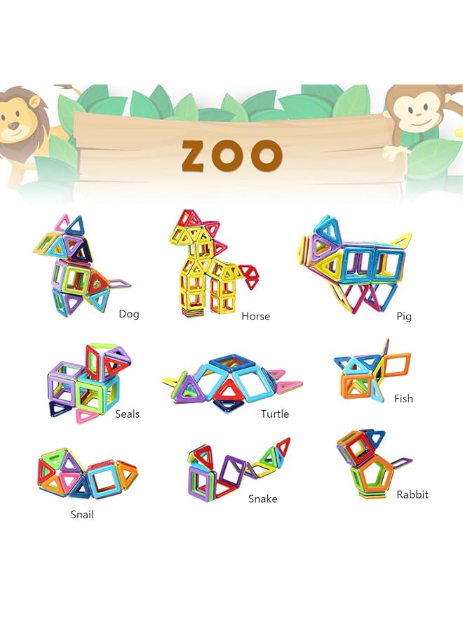 Faylor Magnetic Building Blocks Castle Magnetic Toys Magnet Tiles Gift Magnetics Construction Booklet Learning & Development Kids Games Toys Gift With Portable Bag For Boys Girls (76Pcs) - Image 5