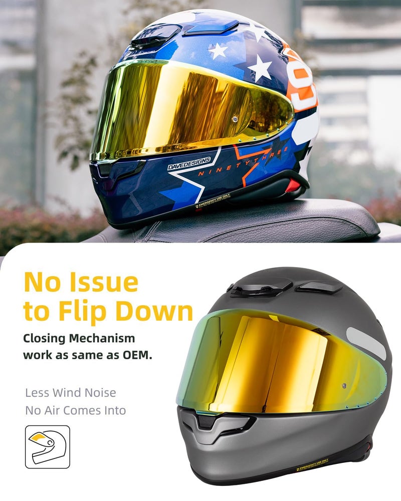 Soman RF-1400 RF 1400 Visors Shield Replacement, CWR-F2 Visor Face Shield Compatible With RF-1400 CWR-F2 Z8 NXR2 UV Protection (Smoke Revo Red) - Image 3