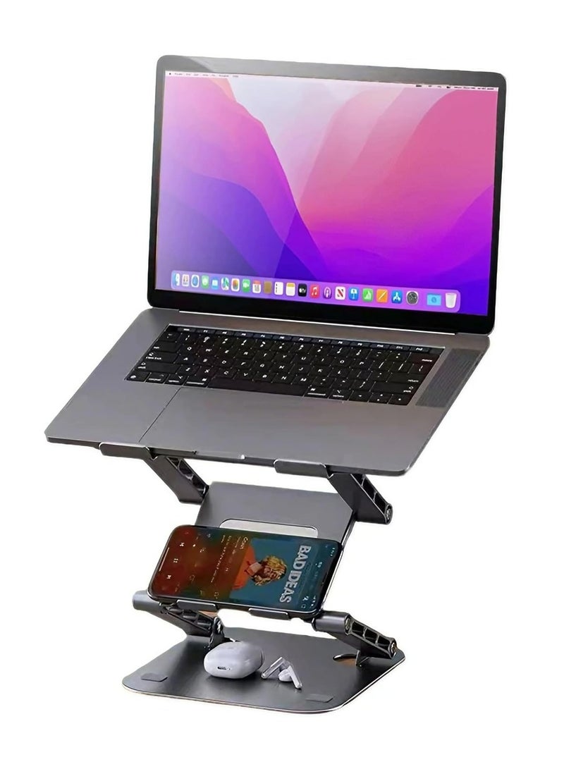 أوزيغالور حامل كمبيوتر محمول من الألومنيوم للمكتب حامل كمبيوتر محمول مريح للجلوس/الوقوف، حامل كمبيوتر محمول قابل للطي وقابل للتعديل - Image 1