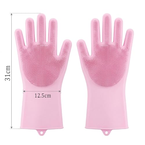 CLAPONE Gloves for Washing Dishes/Hand Gloves for Kitchen/Kitchen Gloves for Dishwashing/Dish Washing for Women/Cleaning/Rubber Scotch/Home Essentials Products/Silicone/cooking/Bathroom/Car-Pink - Image 2