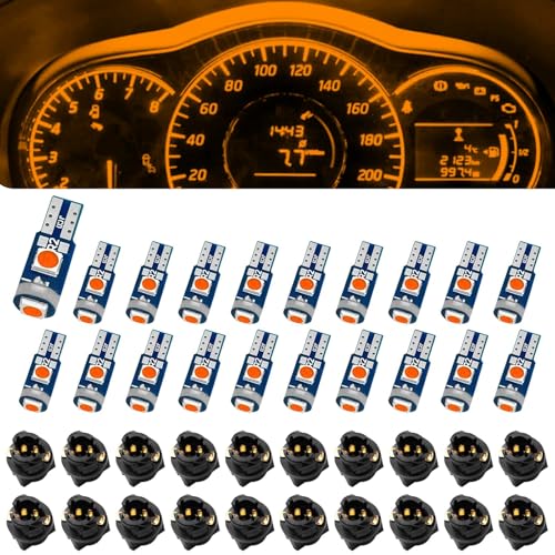 Damwot 74 Led Bulb Dash Lights Super Bright T5 37 74 LED Bulb with Twist Lock Socket PC74 PC37Dashboard Lights Instrument Cluster Bulbs KitsPack of 20Yellow - Image 1