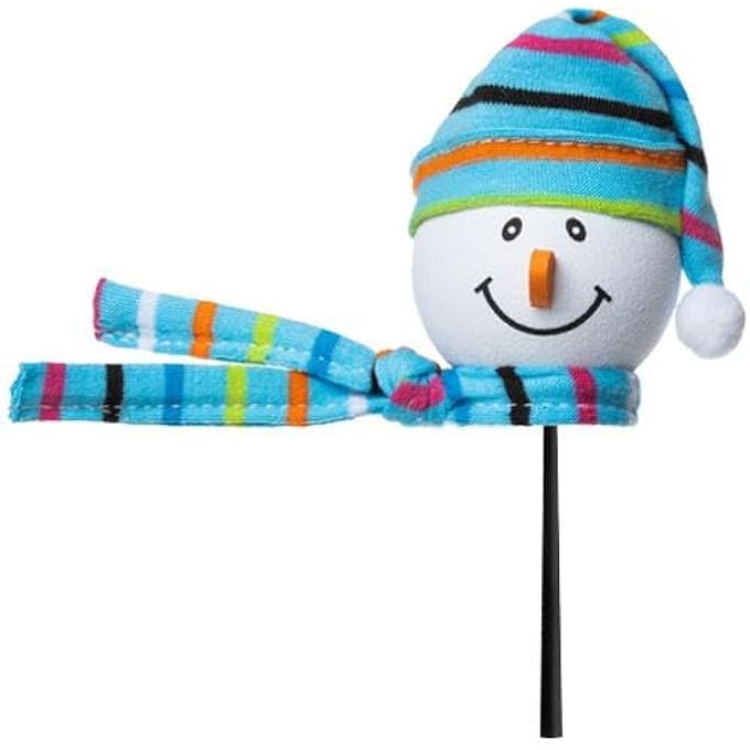 rayihni Snowman Baby Blue Winter Hat & Scarf Car Antenna Topper - Fits Thin Standard Style Antenna - Image 1