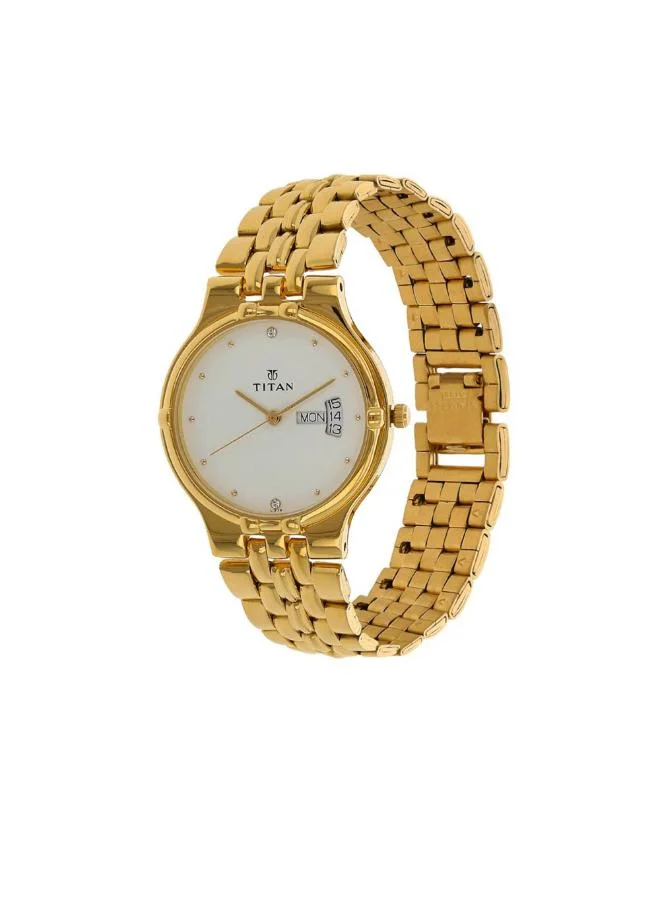 تيتان Men Analog Display Watch With Gold Sheet Metal Strap - 1107YM07