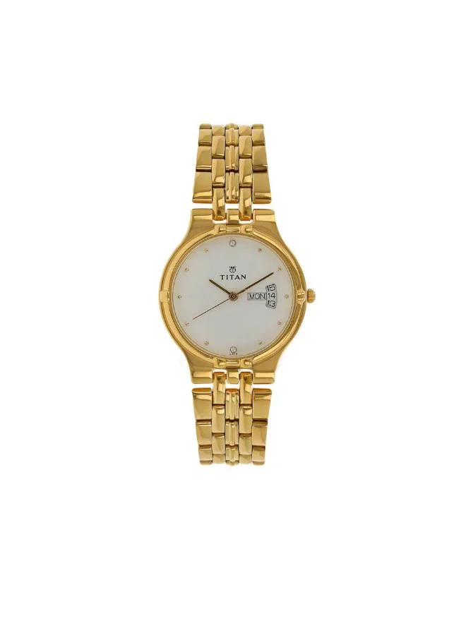 تيتان Men Analog Display Watch With Gold Sheet Metal Strap - 1107YM07