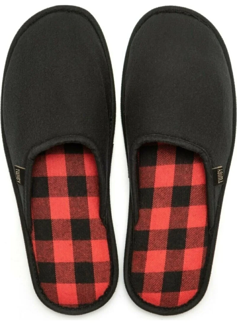 Twigy Tw Square New Season Black Men's Home Slippers Soft Sole