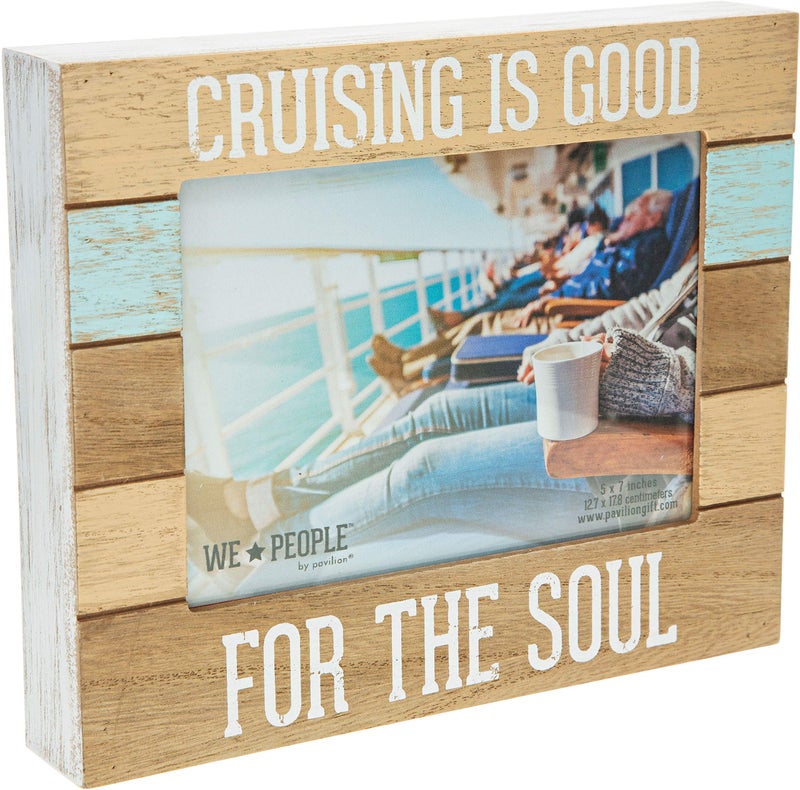 Pavilion Gift Company Pavilion Gift Company Cruising Is Good For The Soul  5x7 SelfStanding Wall Hanging Picture Frame Brown 