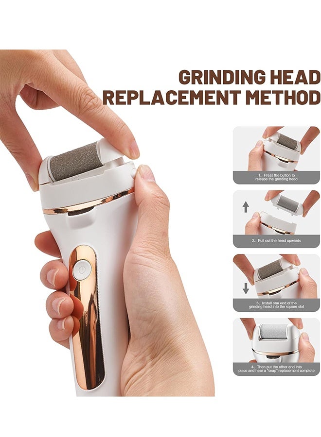 Electric Foot Callus Remover, Rechargeable Portable Callus Remover for Feet, IPX6 Waterproof  Heads Pedicure Kits for Dead Hard Cracked Dry Skin, Digital Display, White - Image 5