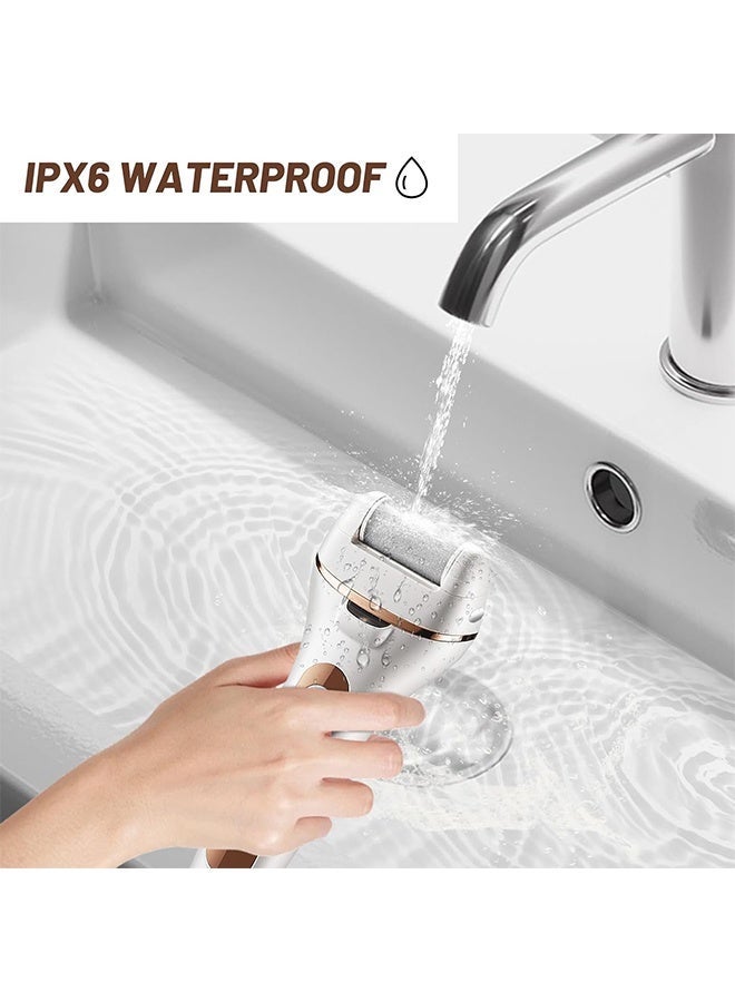 Electric Foot Callus Remover, Rechargeable Portable Callus Remover for Feet, IPX6 Waterproof  Heads Pedicure Kits for Dead Hard Cracked Dry Skin, Digital Display, White - Image 3