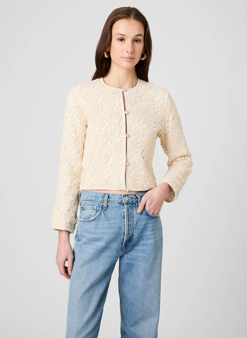 فرنش كونكشن Geo Shell Textured Woven Slim Jacket