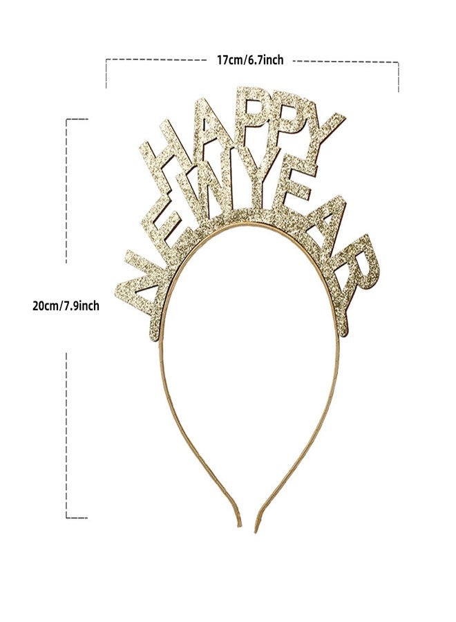 Dzrige Happy New Year Headband New Years Eve Headwear Glitter New Year Party Hair Accessories Christmas New Year Eve Party Decoration Photo Props Hair Hoop Ornament - Image 2