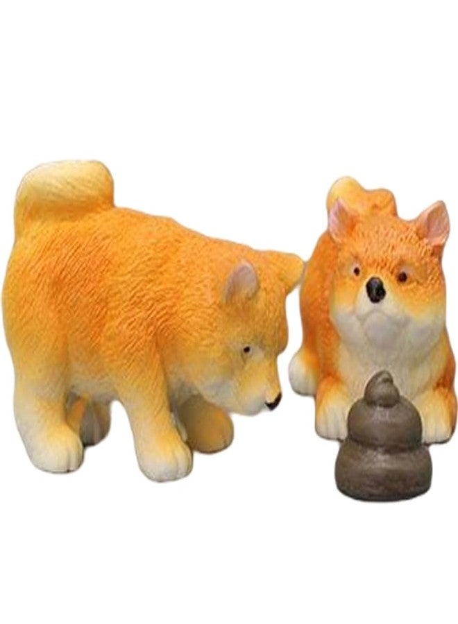 TSCVPJL Mini Resin Dogs, DIY Shiba Inu and Dog Poop Funny Decorations, Cute Shiba Inu Gifts, Mini Dog Figurines for Dollhouse Office Car Dashboard Decorations (Sniffing Down+Ready+Poop) - Image 1