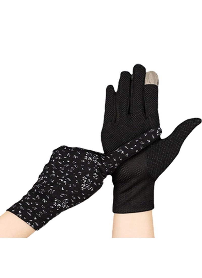 Inder - 1Pair Sun Protection Touchscreen Gloves UPF45 UV Protection Breathable Non-Slip Summer Gloves for Driving Riding Outdoor Activities (Black) - Image 1