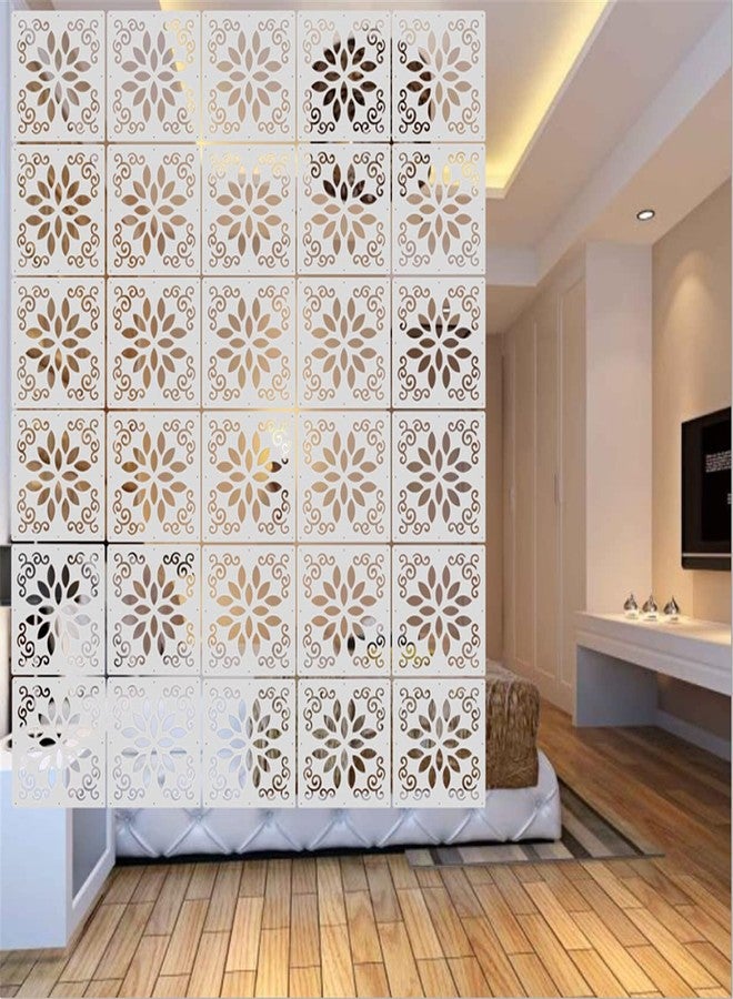 BMIDRUT مجموعة فواصل غرف معلقة بيضاء من BMIDRUT، 12 قطعة، مصنوعة من الخشب والبلاستيك، فواصل جدارية يمكنك تركيبها بنفسك، مع جميع الملحقات، مقاس 11.4 × 11.4 بوصة - Image 1