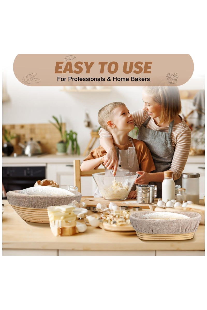 اكسيسن مجموعة سلال تخمير الخبز، مستلزمات خبز العجين المخمر، سلة تخمير لخبز الخبز، أدوات صنع الخبز، مجموعة هدايا سلال للخبّازين المحترفين والمنزليين - Image 2