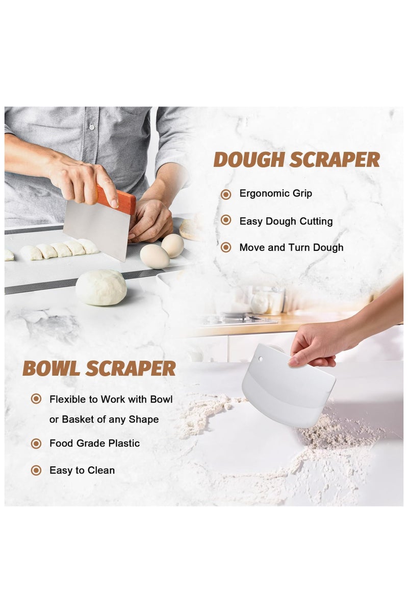 اكسيسن مجموعة سلال تخمير الخبز، مستلزمات خبز العجين المخمر، سلة تخمير لخبز الخبز، أدوات صنع الخبز، مجموعة هدايا سلال للخبّازين المحترفين والمنزليين - Image 5