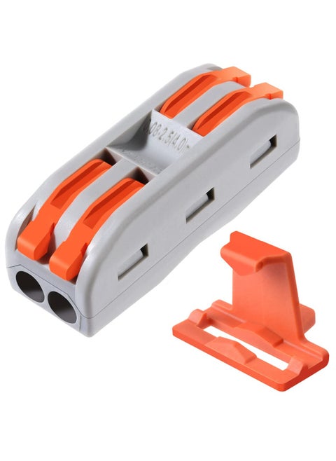 25PCS Conductor Compact Connectors Lever Wire Nut Electrical Connectors with Fixed Base for 2 Circuit Inline Splices 28-12 AWG