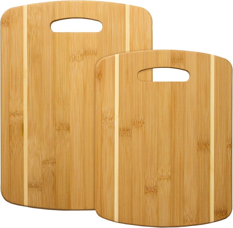 توتالي بامبو Two-Piece Striped Bamboo Cutting Board Set, 13" x 9-1/2" and 11" x 8-1/2" - Image 1