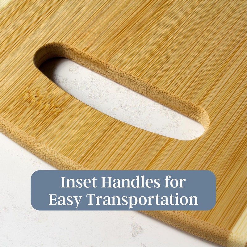 توتالي بامبو Two-Piece Striped Bamboo Cutting Board Set, 13" x 9-1/2" and 11" x 8-1/2" - Image 5