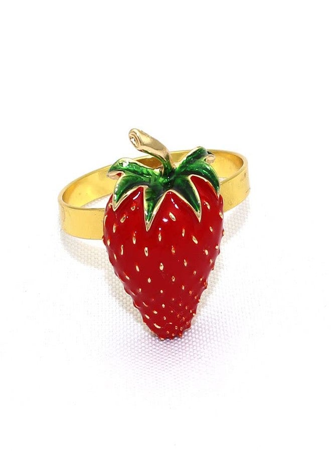 MayeBridge Strawberry Napkin Rings Set of 6,Fruit Napkin Ring,Metal Napkin Rings,Fruits Napkin Holder Buckles, Napkin Ring for Decorations Dinnerware Sets,Wedding, Banquet, Party (Strawberry, 6) - Image 1