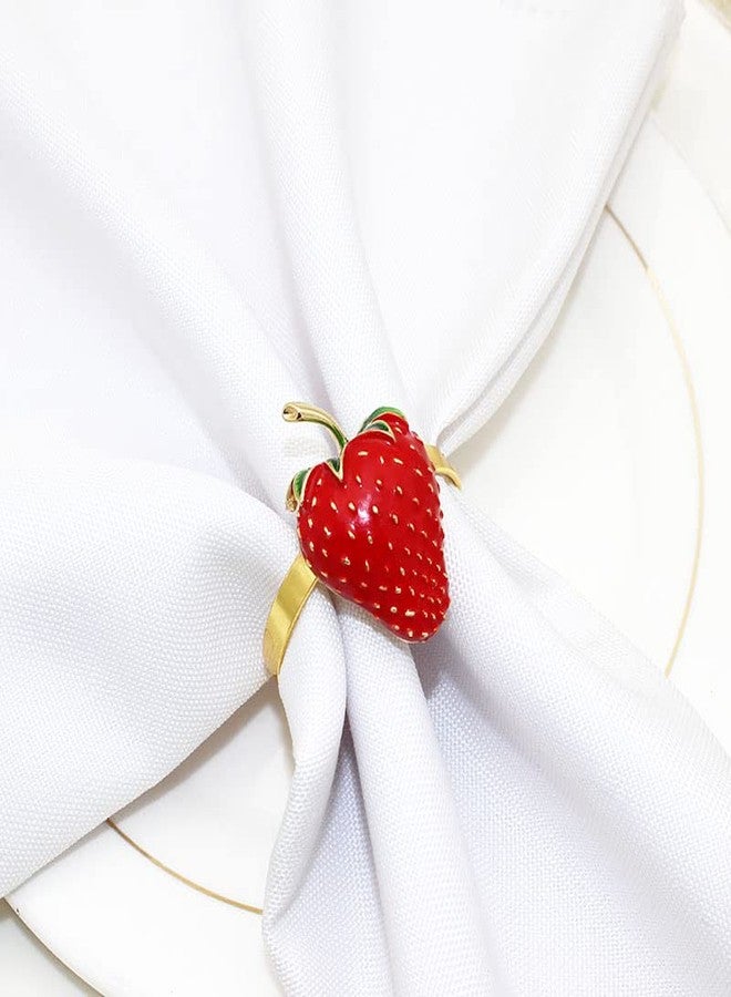 MayeBridge Strawberry Napkin Rings Set of 6,Fruit Napkin Ring,Metal Napkin Rings,Fruits Napkin Holder Buckles, Napkin Ring for Decorations Dinnerware Sets,Wedding, Banquet, Party (Strawberry, 6) - Image 5