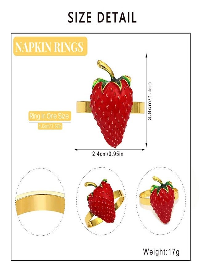 MayeBridge Strawberry Napkin Rings Set of 6,Fruit Napkin Ring,Metal Napkin Rings,Fruits Napkin Holder Buckles, Napkin Ring for Decorations Dinnerware Sets,Wedding, Banquet, Party (Strawberry, 6) - Image 2