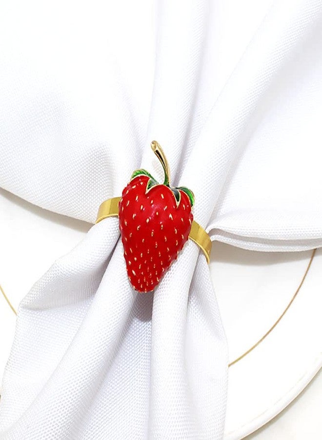 MayeBridge Strawberry Napkin Rings Set of 6,Fruit Napkin Ring,Metal Napkin Rings,Fruits Napkin Holder Buckles, Napkin Ring for Decorations Dinnerware Sets,Wedding, Banquet, Party (Strawberry, 6) - Image 4