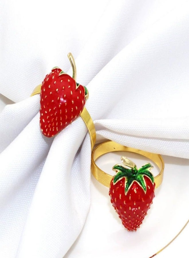 MayeBridge Strawberry Napkin Rings Set of 6,Fruit Napkin Ring,Metal Napkin Rings,Fruits Napkin Holder Buckles, Napkin Ring for Decorations Dinnerware Sets,Wedding, Banquet, Party (Strawberry, 6) - Image 3