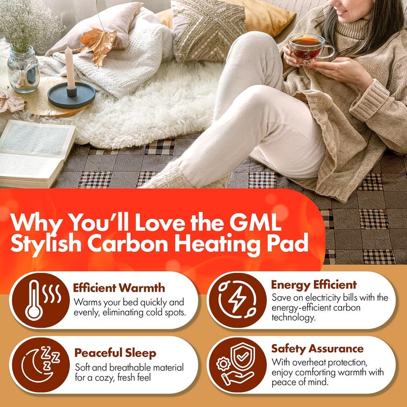 GML BEDDING SUPPLIES GML Bedding Heated Mattress Pad Toppers – Electric Bed Warmer with Smart Controller, Waterproof Quilted Layer, Adjustable Timer, Machine Washable, Dual Heat System for Comfortable Sleep, Queen 71x55 - Image 3