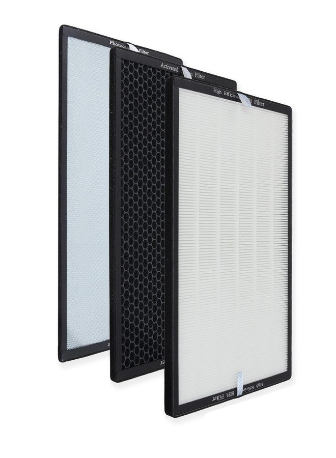 PUREBURG مجموعة فلاتر بديلة PUREBURG AF3 متوافقة مع جهاز تنقية الهواء BLACK + DECKER BAPUV150، فلتر H13 HEPA رباعي المراحل، فلتر كربون نشط لتنقية الهواء من الغبار والمركبات العضوية المتطايرة والروائح - Image 1