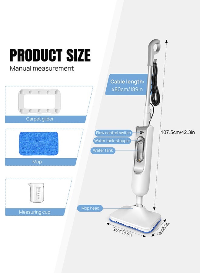 Steam Mop with Superheated Steam - 1500W Powerful Cleaning - Reusable Microfiber Pads - for Floors, Tiles & Hardwood - Kills 99.9% Germs  - Image 4