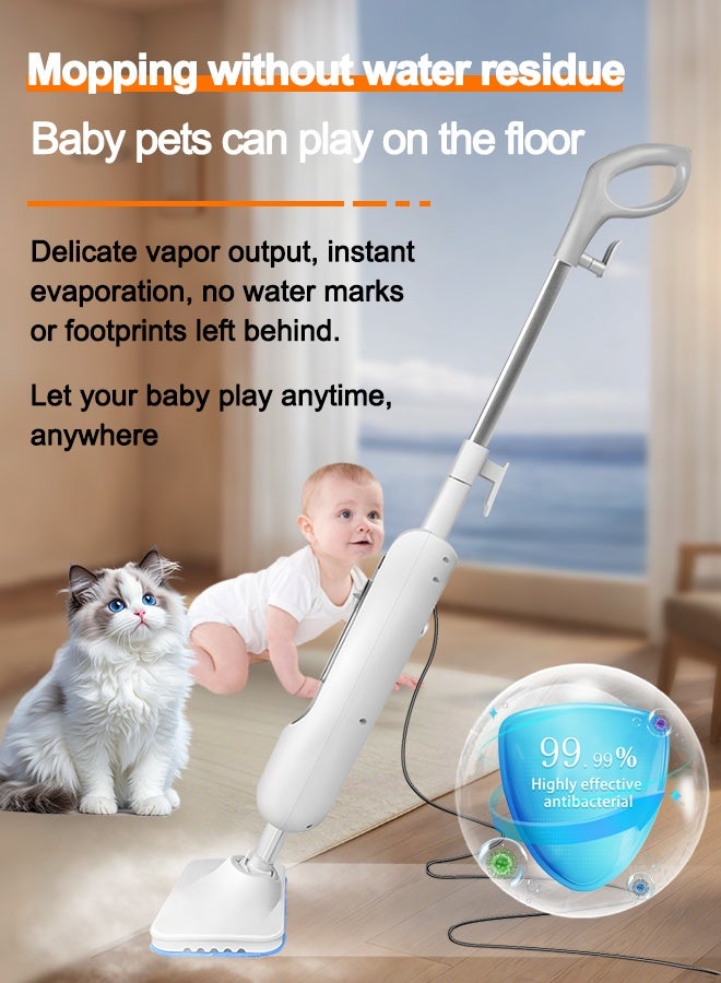 Steam Mop with Superheated Steam - 1500W Powerful Cleaning - Reusable Microfiber Pads - for Floors, Tiles & Hardwood - Kills 99.9% Germs  - Image 2