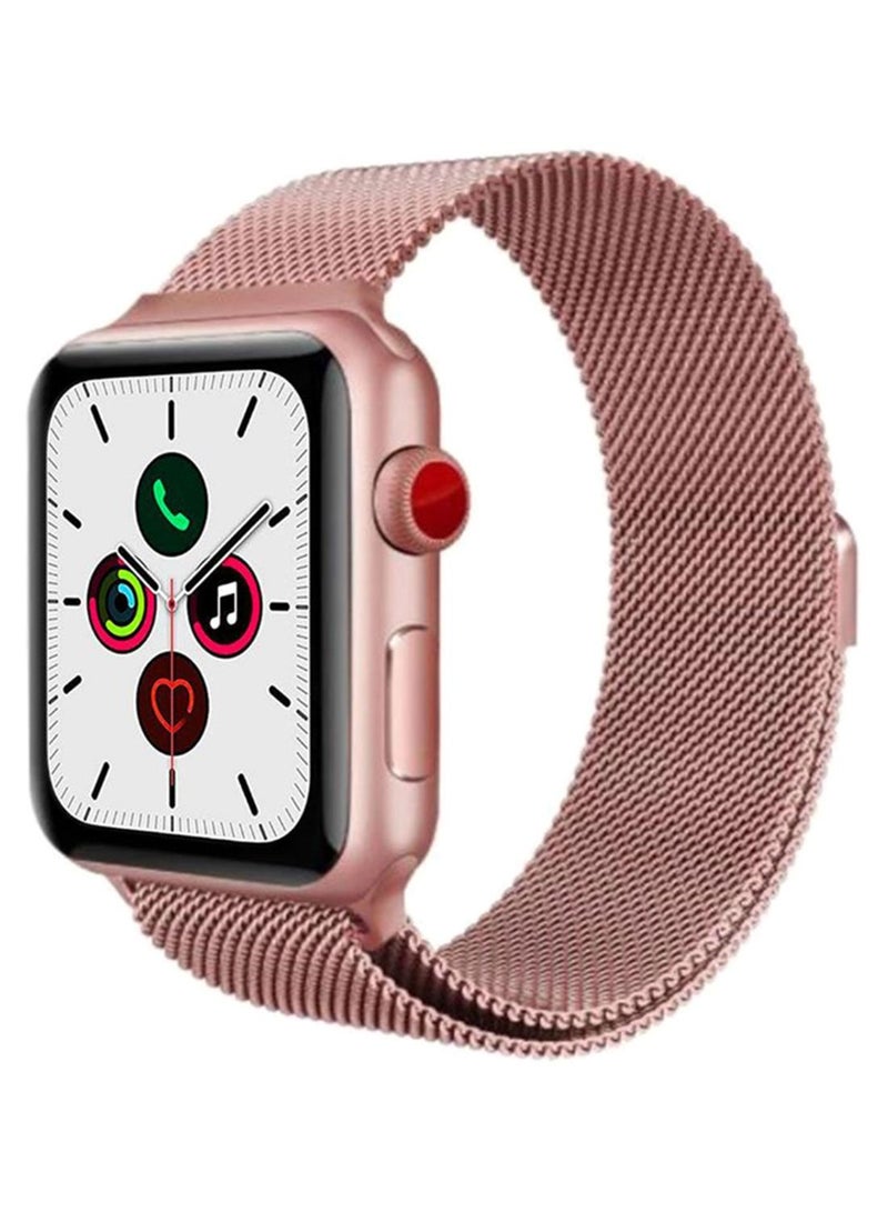 Stainless Steel Replacement Band For Apple iWatch Series 5/6/7 42/44/45mm Rose Powder