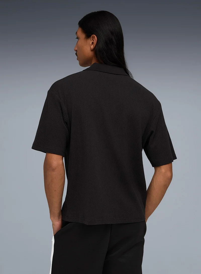 بوما بولو أساسي بياقة مربعة بنقشة الوافل