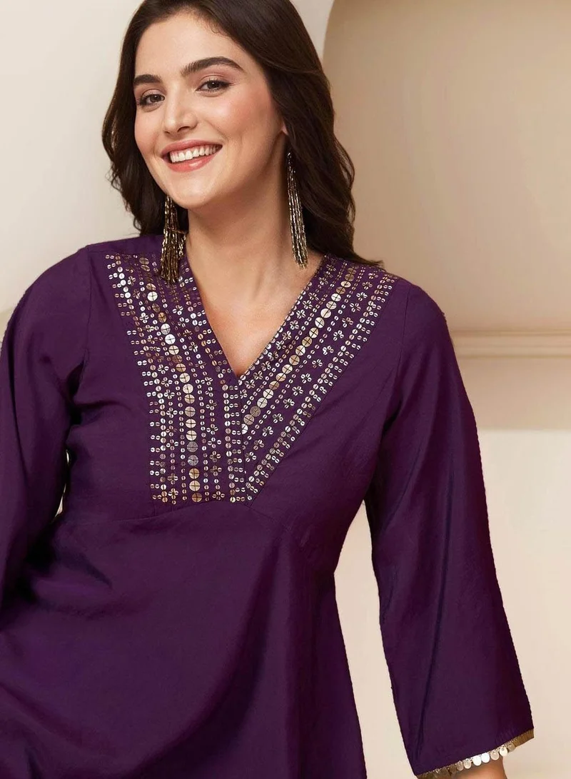 Ishin  Women Lilac Cotton 2 Pcs Kurta Set for Women | Best Price UAE