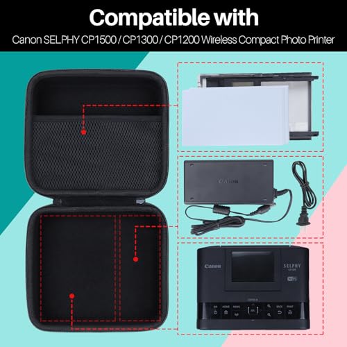 Lebakort Hard Case Compatible with Canon SELPHY CP1500 CP1300 CP1200 Compact Photo Printer (Off White Case) - Image 3