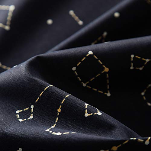 SUSYBAO Constellation Patterned Duvet Cover Queen 100% Cotton Navy Duvet Cover Set 3 Pieces 1 Navy Blue Galaxy Space Duvet Cover with Zipper Ties 2 Pillow Cases Luxury Soft Constellation Bedding Set - Image 5