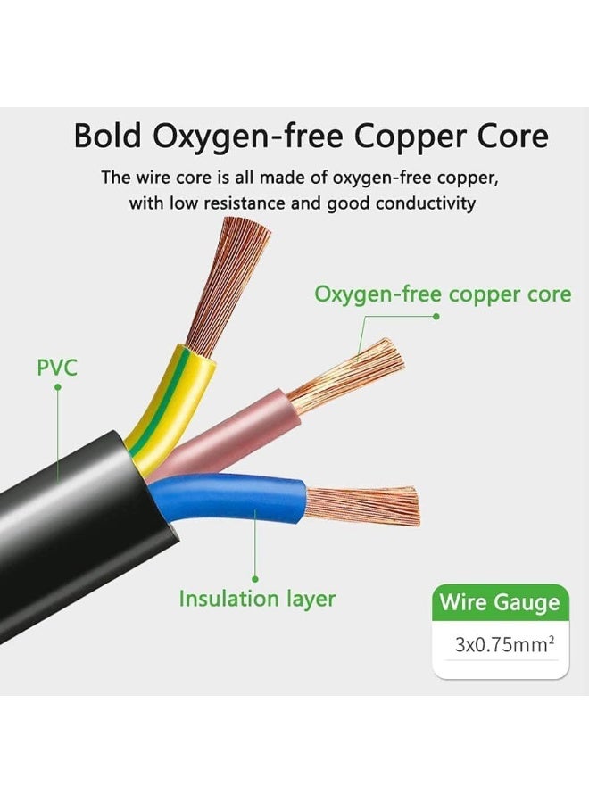 INSIJAM 3M Monitor Power Cable UK for Samsung, Dell, Sony HP LED LCD Smart TV 250V 10A 3 Prong Kettle Lead 5FT IEC C13 Universal AC Power Cord Replacement for PC Monitor Printer - Image 2