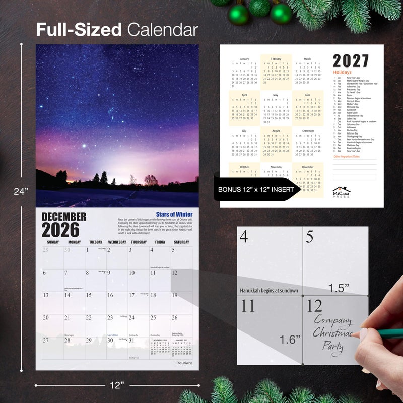 MICASA PRESS The Universe 2026 Wall Calendar 12 Month | 12" x 24" Open | Thick & Sturdy Paper | Holiday Gift | Space Calendar 2026 - Image 5