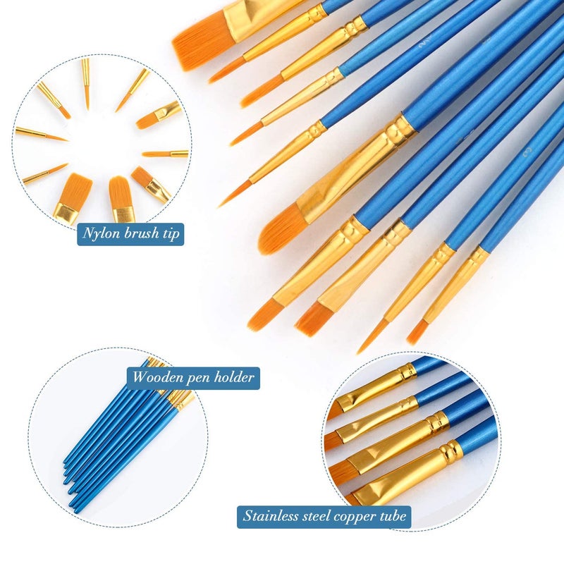 AROIC Acrylic Paint Brush Set, 1 Packs / 10 pcs Watercolor Brushes Painting Brush Nylon Hair Brushes for All Purpose Oil Watercolor Painting Artist Professional Kits - Image 3