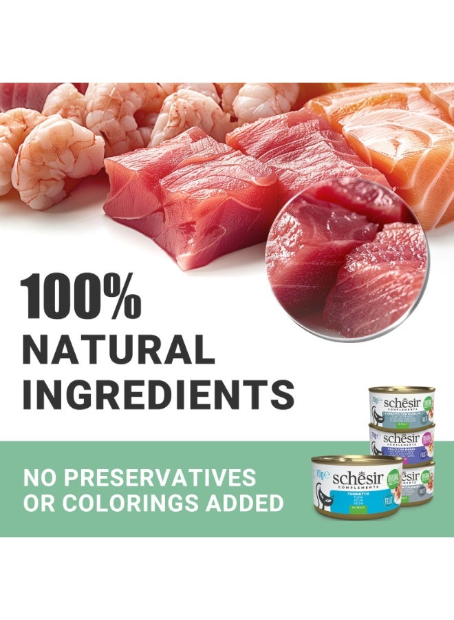 Schesir Complements Cat Wet Food in Jelly Can- Chicken With Seabass 70gx12pcs - Image 2