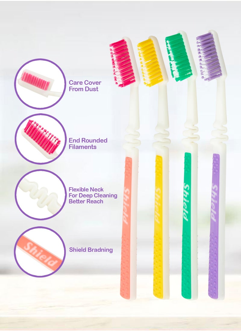 Shield Care Shield Care Flex Manual Toothbrush Value Pack, Full Multi-Level Filaments, Medium Bristles for Deep Cleaning, Ideal for Adults - 8 Count (Pack of 1)  - Image 2