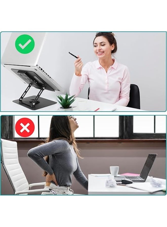 Adjustable 360° Rotating Laptop Stand – Foldable Aluminum Tabletop Stand with Dual Fan Cooling – Ideal for Daily Work & Study - Image 5