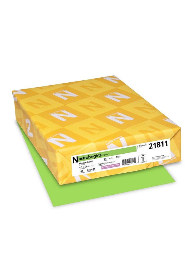 واوساو بيبرز - ورق Neenah 21811 Astrobrights بطاقات ملونة مقاس 8.5 بوصة × 11 بوصة 65 رطل/176 جرامًا للمتر المربع أخضر مريخي 250 ورقة - Image 1