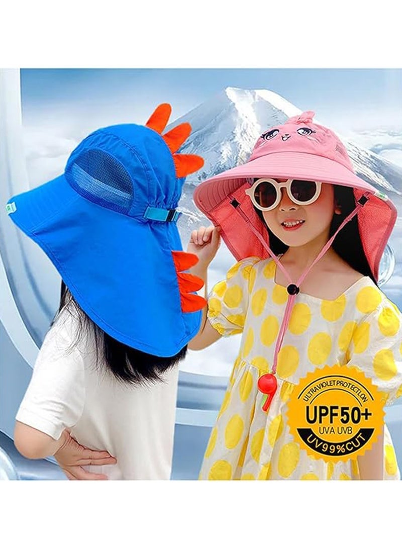 Kids Sun Hat with Neck Flap Girls Boys Swim Pool Hat Child Summer Beach Hat with Sunglasses UPF 50+ Age 3-8 Blue - Image 2