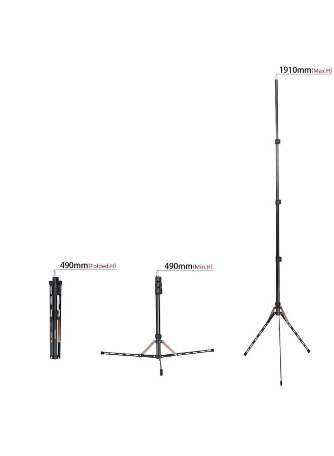 FOSOTO 75in Fold Video Tripod Light Stand Super Lightweight Compact for Speedlight, Flash, Umbrella, Softbox, Filming Product Portrait Shooting Lighting Stand - Image 3