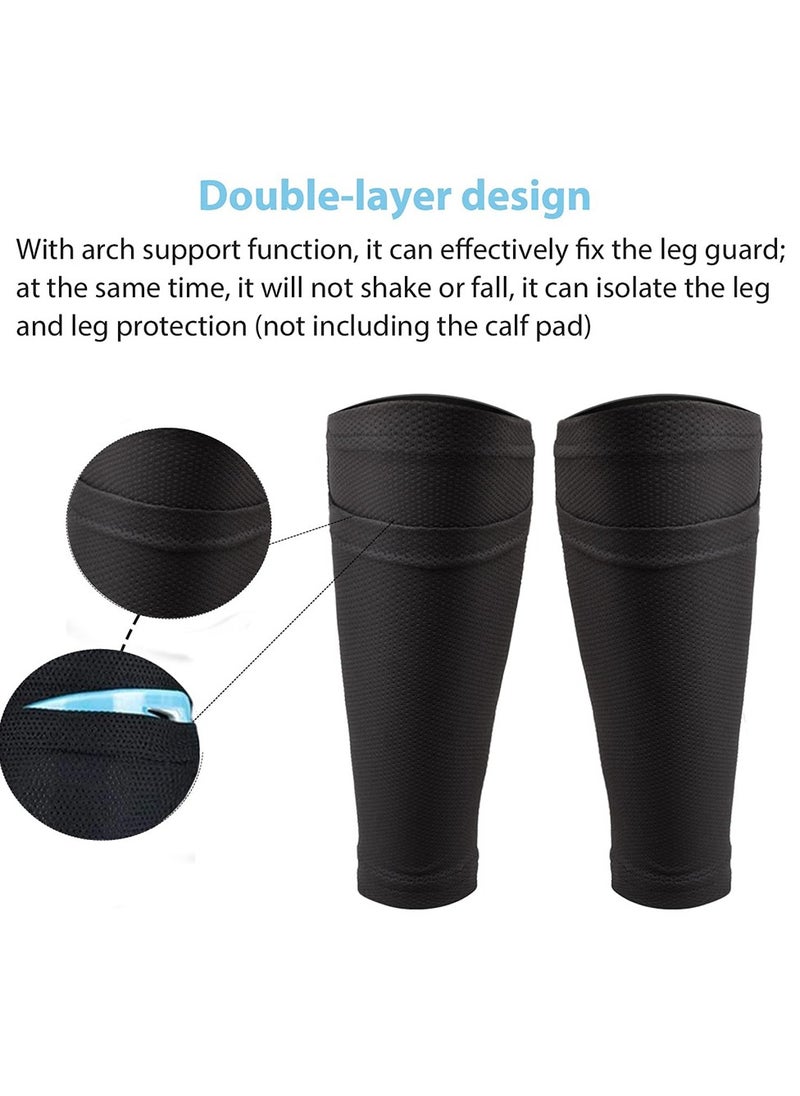 SYOSI - 2 Pairs Soccer Shin Guard Socks, Breathable Soccer Shin Guard Sleeves with Pocket for Football Shin Pads, Shin Pads Holder for Kicking Ball, Running, Cycling - Image 1